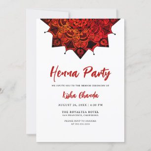 Red Mandala Mehndi Henna Party Invitation
