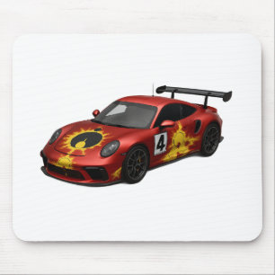 Red Mandelbrot Race Car Mouse Mat