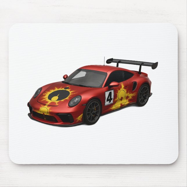 Red Mandelbrot Race Car Mouse Mat (Front)