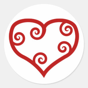 Red Maori Heart Classic Round Sticker