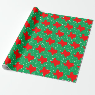 Red Map of Texas Pattern Christmas Wrapping Paper