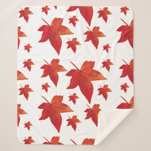 Red Maple Autumn Leaves Sherpa Blanket