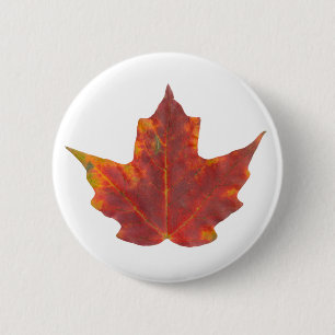 Red Maple Leaf 6 Cm Round Badge