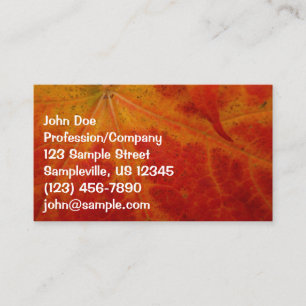 Red Maple Leaf Abstract Autumn Nature Photography Business Card