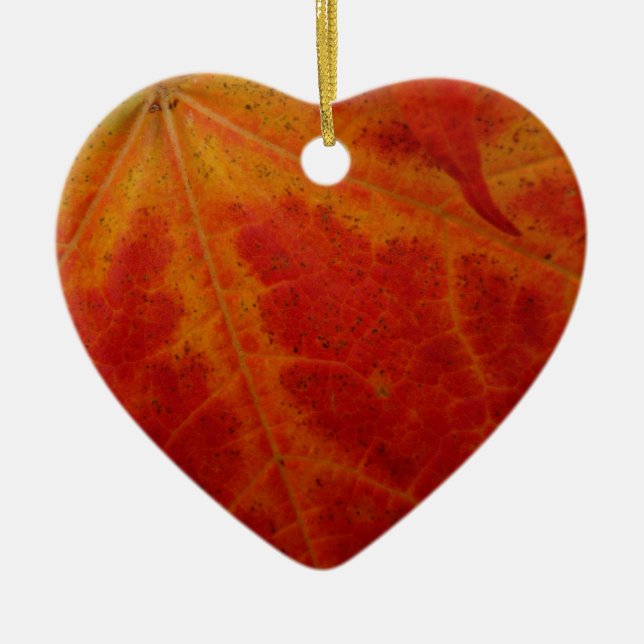 Red Maple Leaf Abstract Autumn Nature Photography Ceramic Tree Decoration (Front)