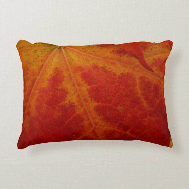 Red Maple Leaf Abstract Autumn Nature Photography Decorative Cushion (Front)