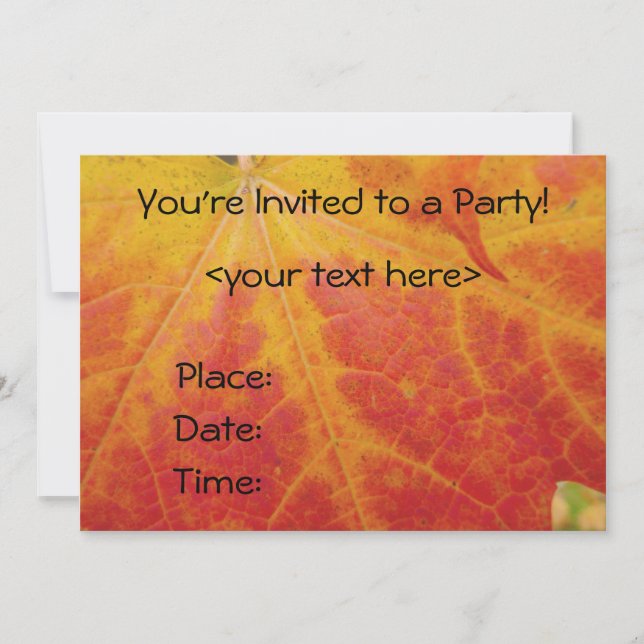 Red Maple Leaf Abstract Autumn Nature Photography Invitation (Front)