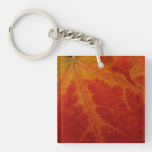 Red Maple Leaf Abstract Autumn Nature Photography Key Ring