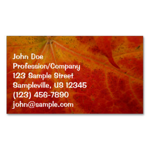 Red Maple Leaf Abstract Autumn Nature Photography Magnetic Business Card