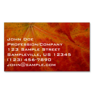 Red Maple Leaf Abstract Autumn Nature Photography Magnetic Business Card