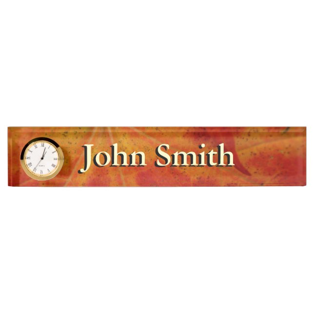 Red Maple Leaf Abstract Autumn Nature Photography Nameplate (Front)