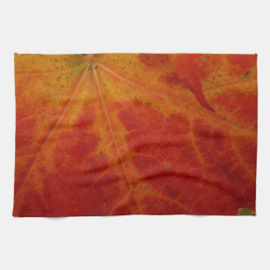 Red Maple Leaf Abstract Autumn Nature Photography Tea Towel