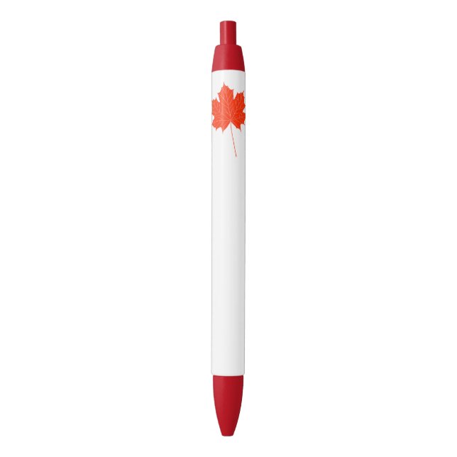 Red maple leaf black ink pen (Front Vertical)