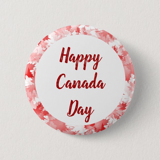 Red Maple Leaf Canada Symbol Emblem Flag Logo 6 Cm Round Badge (Front)