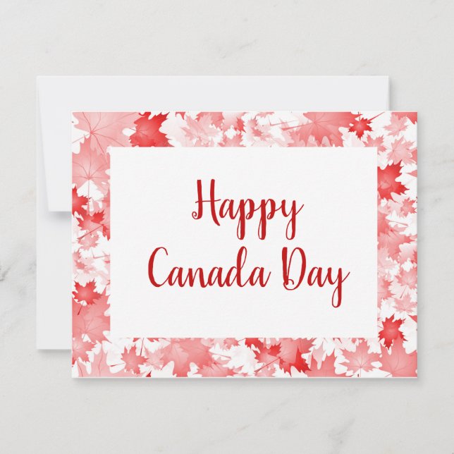 Red Maple Leaf Canada Symbol Happy Canada Day Card (Front)