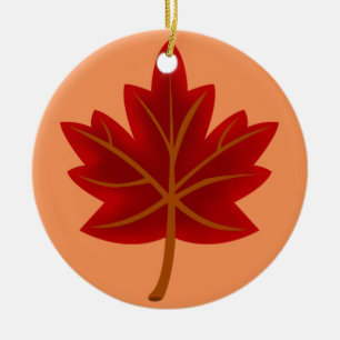Red Maple Leaf Ceramic Tree Decoration