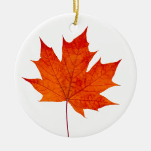Red maple leaf ceramic tree decoration