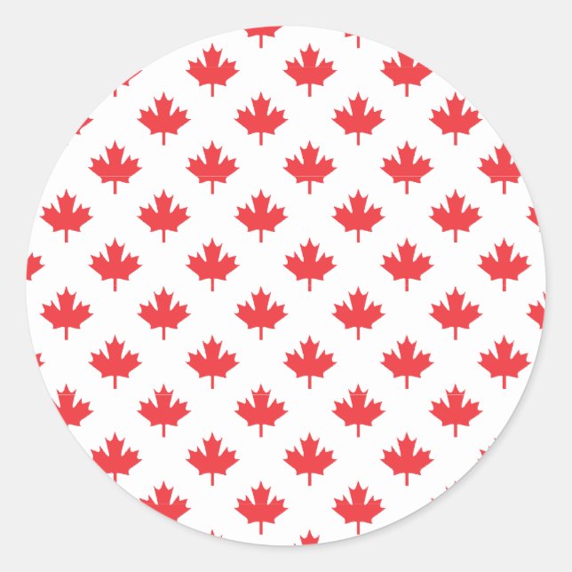 Red Maple Leaf Classic Round Sticker (Front)