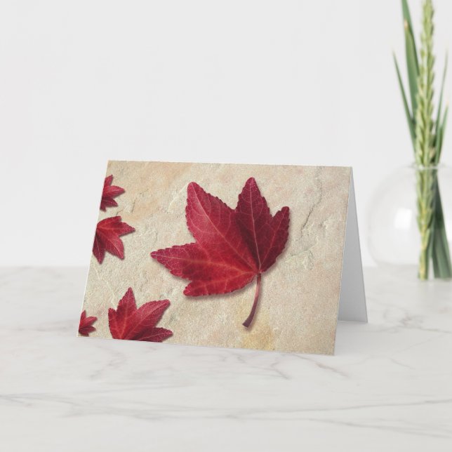 Red Maple Leaf Holiday Card (Front)