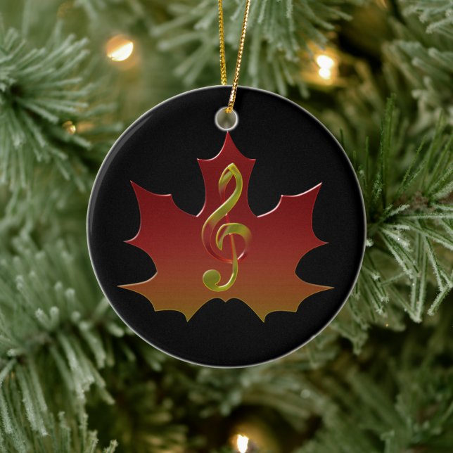 Red Maple Leaf in Fall Colour Harmony Ceramic Tree Decoration (Tree)