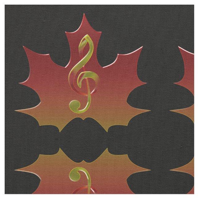 Red Maple Leaf in Fall Colour Harmony Fabric (Close Up)