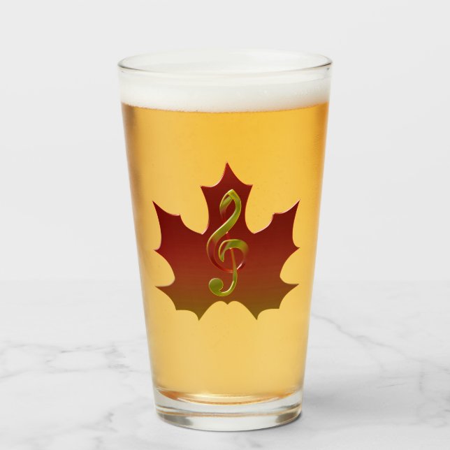 Red Maple Leaf in Fall Colour Harmony Glass (Front Filled)