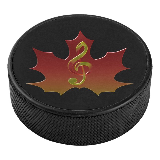 Red Maple Leaf in Fall Colour Harmony Hockey Puck (3/4)