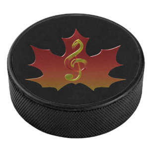 Red Maple Leaf in Warm Colour Harmony Hockey Puck