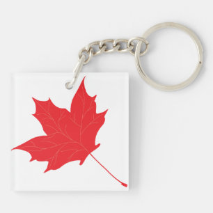 Red maple leaf key ring