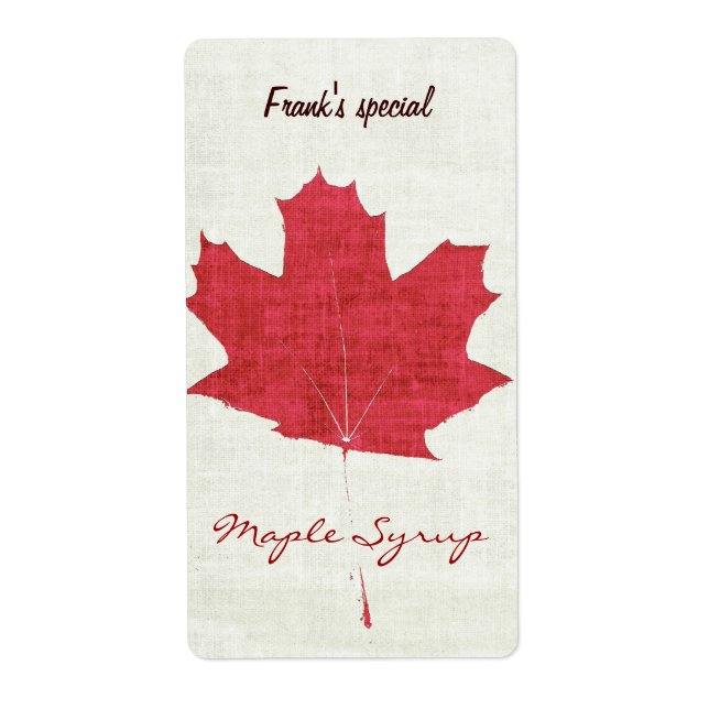 red maple leaf maple syrup label (Front)
