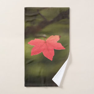 Red Maple Leaf Nature Photo Hand Towel