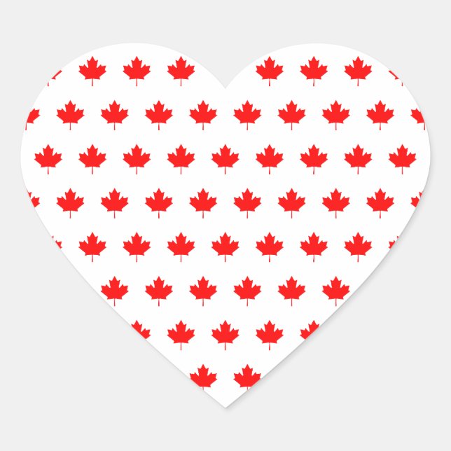 Red Maple Leaf Pattern Heart Sticker (Front)
