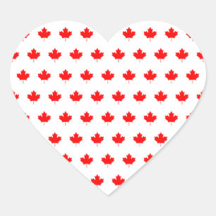 Red Maple Leaf Pattern Heart Sticker