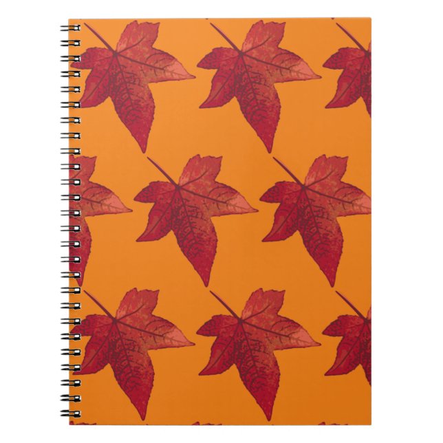 Red Maple Leaf Pattern Notebook (Front)