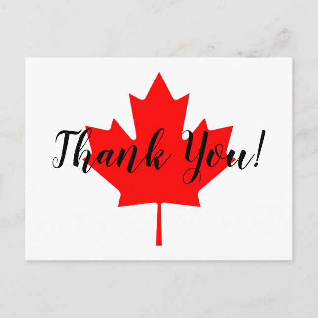Red Maple Leaf Thank You Postcard (Front)