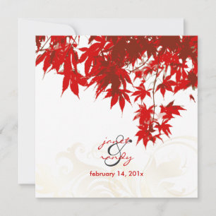 Red Maple Leaves/fall wedding/diy background colou Invitation