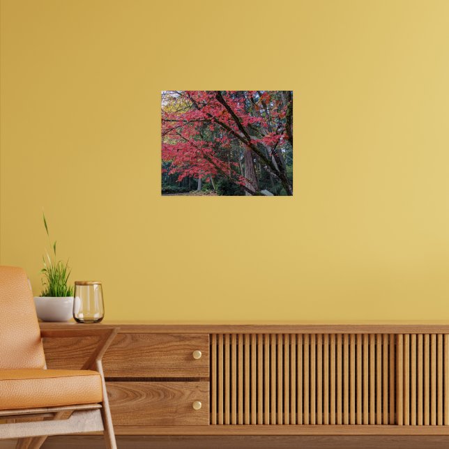 Red Maple Leaves on Tree Botancial Poster (Living Room 2)