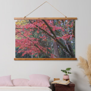 Red Maple Leaves on Tree Botanical Hanging Tapestry