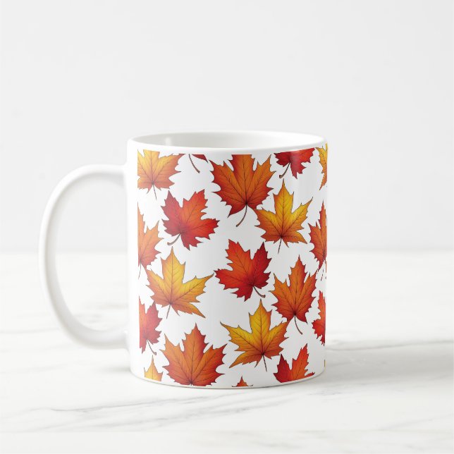 Red Maple Leaves Pattern. Fall Pattern Coffee Mug (Left)