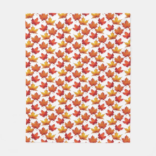 Red Maple Leaves Pattern. Fall Pattern Fleece Blanket (Front)