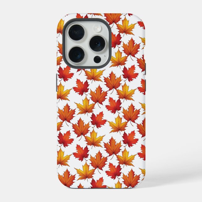 Red Maple Leaves Pattern. Fall Pattern iPhone Case (Back)