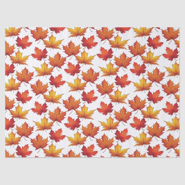 Red Maple Leaves Pattern. Fall Pattern Tissue Paper (Front)