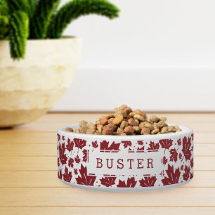 Red Maple Leaves Pattern Personalised Bowl
