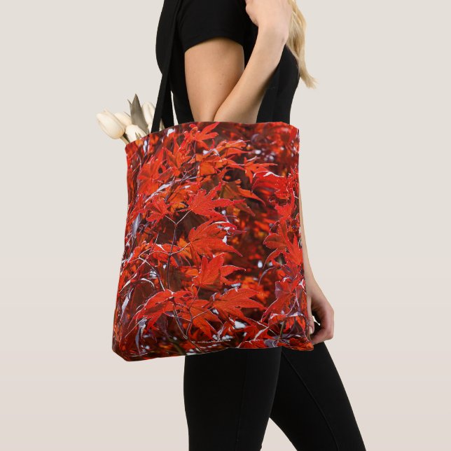 Red Maple Leaves Tote Bag (Close Up)