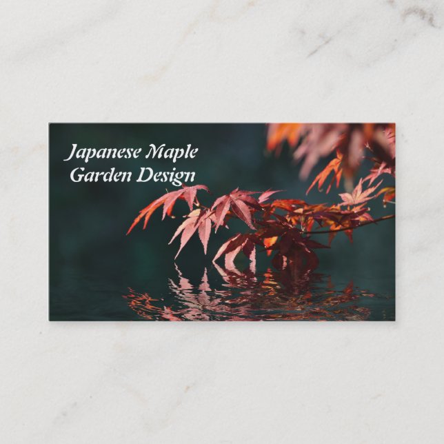Red maple reflections garden design business card (Front)