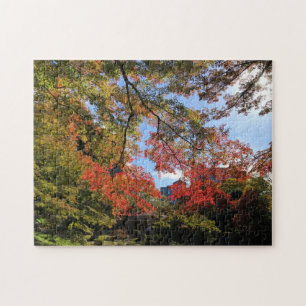 Red Maples at Japanese Garden Jigsaw Puzzle