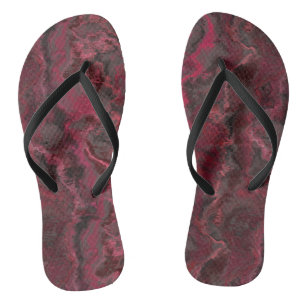 Red Marble Abstract Flip Flops