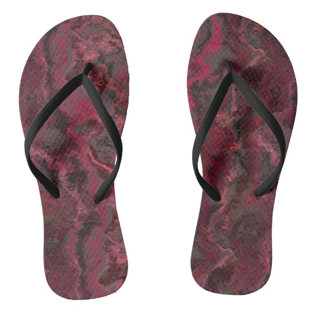 Red Marble Abstract Flip Flops (Footbed)