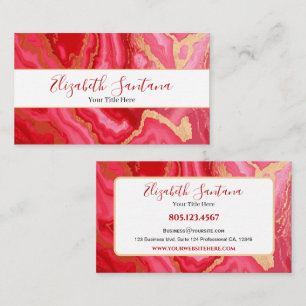 Red Marble and Gold Accents Business Card