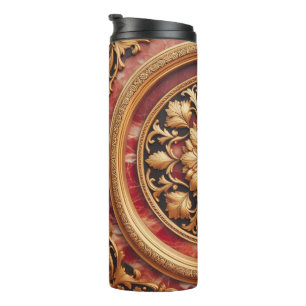 Red Marble And Gold Trim  Thermal Tumbler
